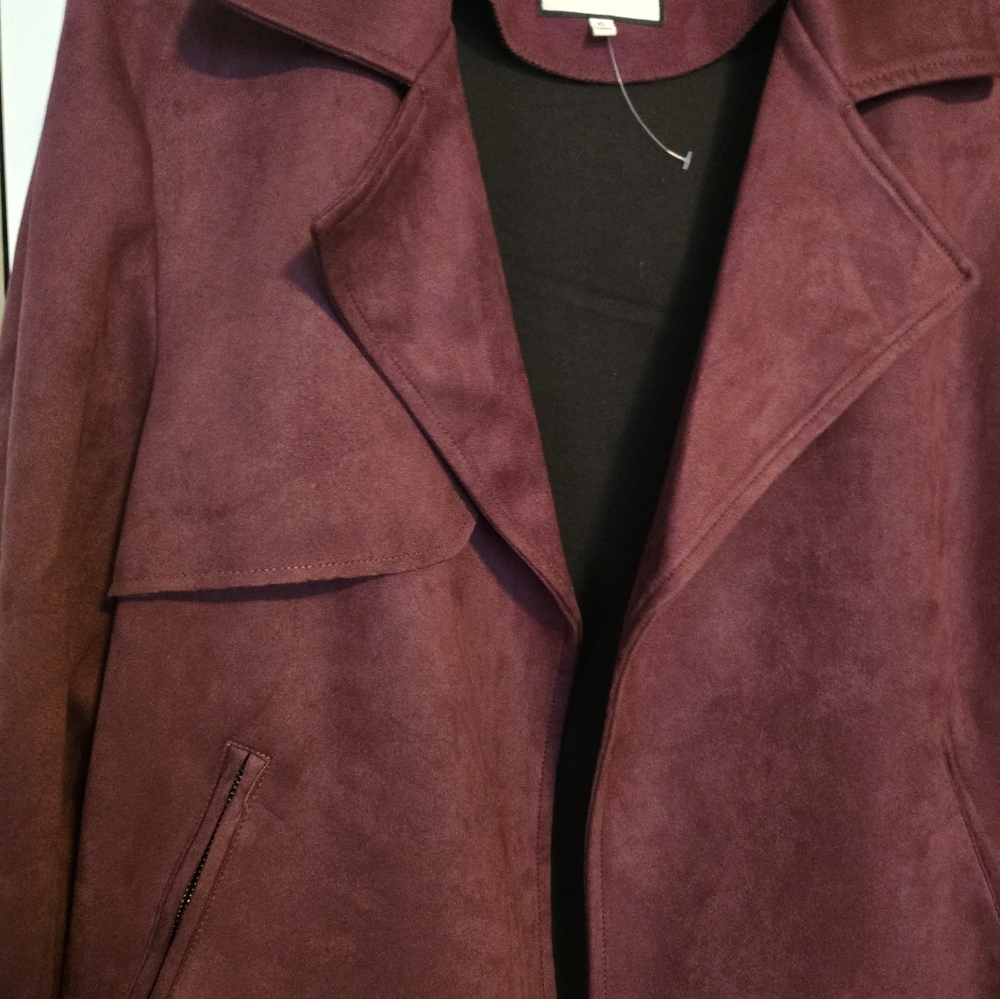 Bagatelle Burgundy Faux Suede Moto Jacket - Picture 4 of 6